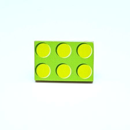 Handmade Pine Wood Green LEGO-Inspired Knob for Kids